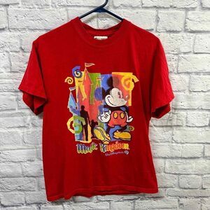 Vintage Disney World Shirt Womens Small World Red Mickey Mouse Magic Kingdom‎